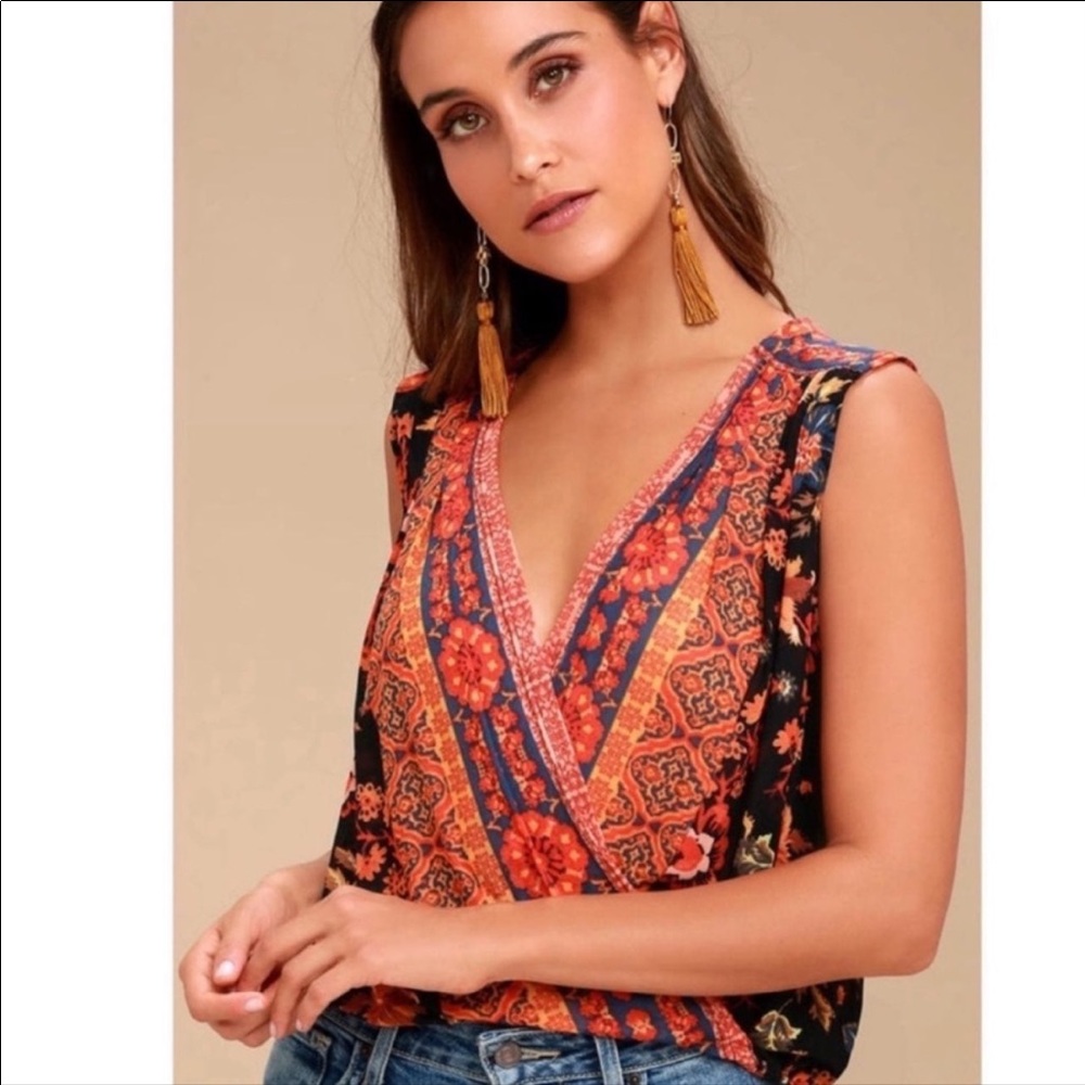Free People Multicolor Bohemian Top